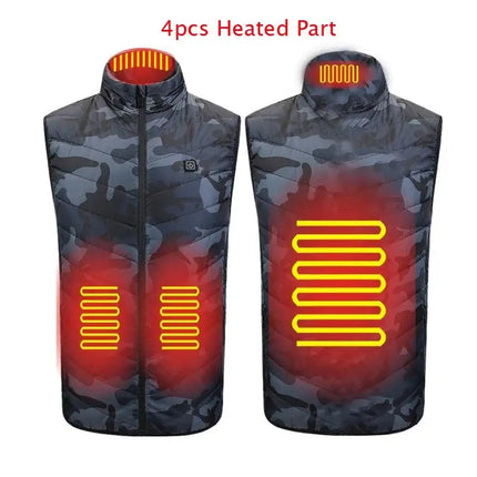 Winter Men Stand-up Collar XXL / camo 4pcs heated Cotton Vest