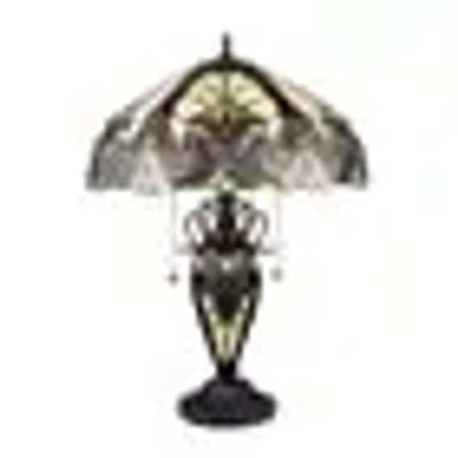 LIAISON Victorian-Style Antique Dark Bronze 3 Light Double Lit Table Lamp 16" Wide