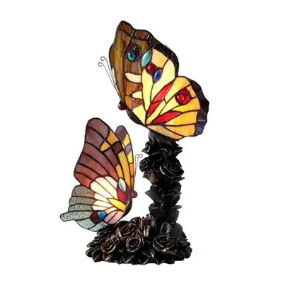 "EDITH 1" Tiffany-style 2 Light Butterfly Table Lamp