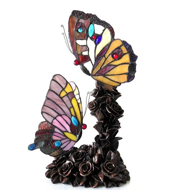 "EDITH 1" Tiffany-style 2 Light Butterfly Table Lamp