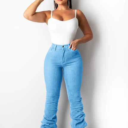 Fashion Skinny Stacked High Waist Denim Jeans