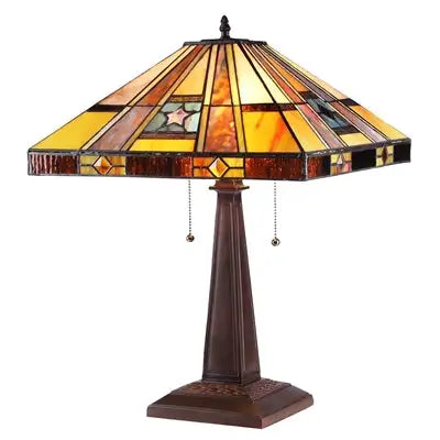 "ELY" Tiffany-style 2 Light Mission Table Lamp