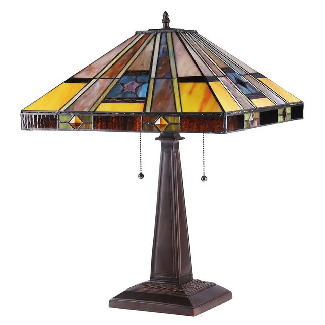 "ELY" Tiffany-style 2 Light Mission Table Lamp