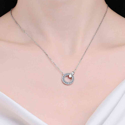 Moissanite Pendant Rhodium-Plated Necklace