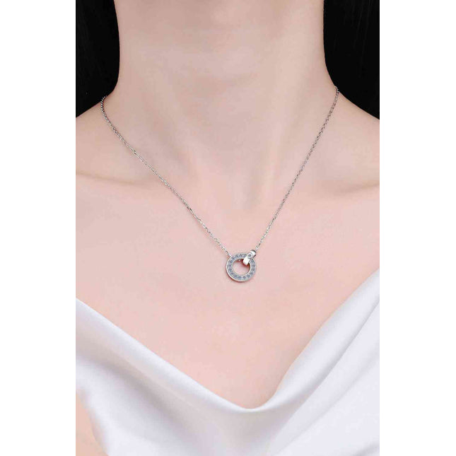 Moissanite Pendant Rhodium-Plated Necklace