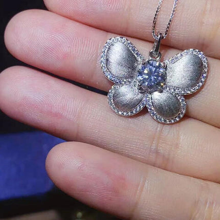 1 Carat Moissanite Butterfly Pendant Necklace