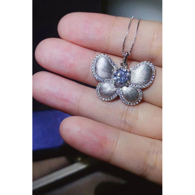 1 Carat Moissanite Butterfly Pendant Necklace