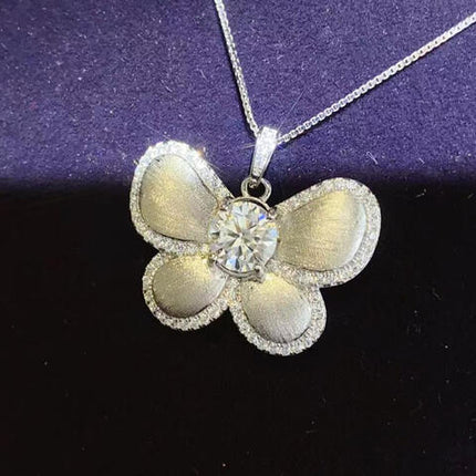 1 Carat Moissanite Butterfly Pendant Necklace