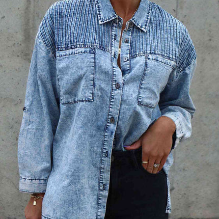 Button Front Collared Denim Jacket