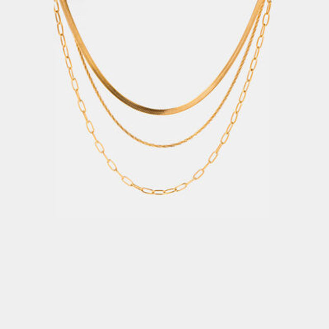 18K Gold-Plated Triple-Layered Necklace