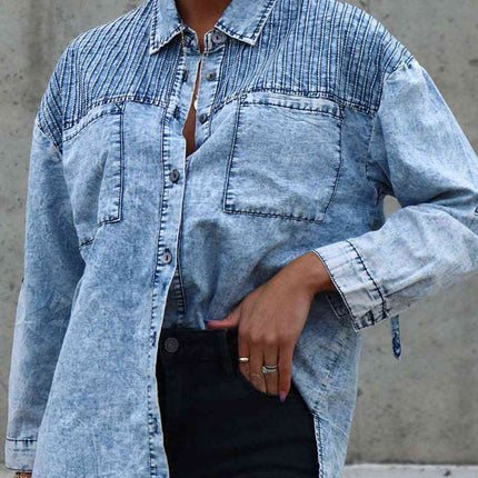 Button Front Collared Denim Jacket