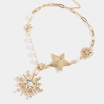 Synthetic Pearl Star Shape Alloy Necklace