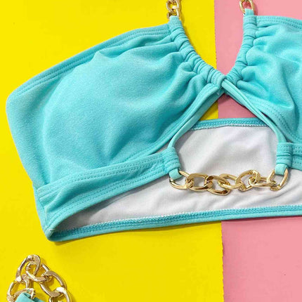 Halter Neck Chain Detail Two-Piece Bikini Set