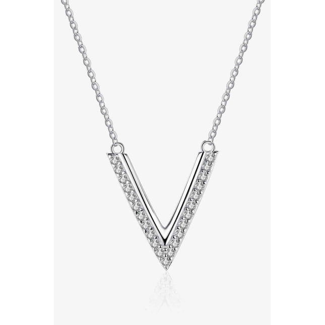 Adored Sterling Silver V Letter Pendant Necklace