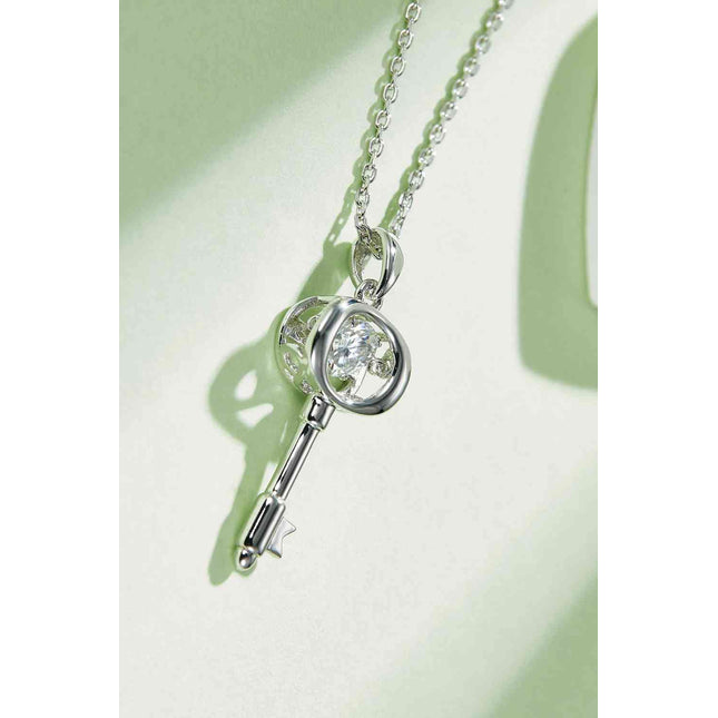 Adored Moissanite Key Pendant Necklace