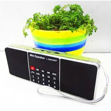 Altavoz de Radio FM portátil estéreo con Bluetooth, reproductor de música con tarjeta TFCard, disco USB, pantalla LED, Control de volumen, altavoz recargable