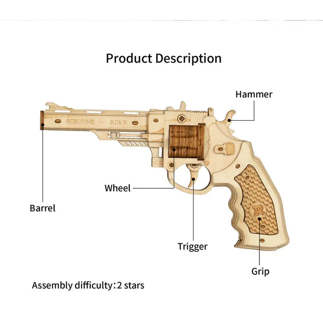 Robotime ROKR Revolver Gun Model Toys 3D Wooden Puzzle Games