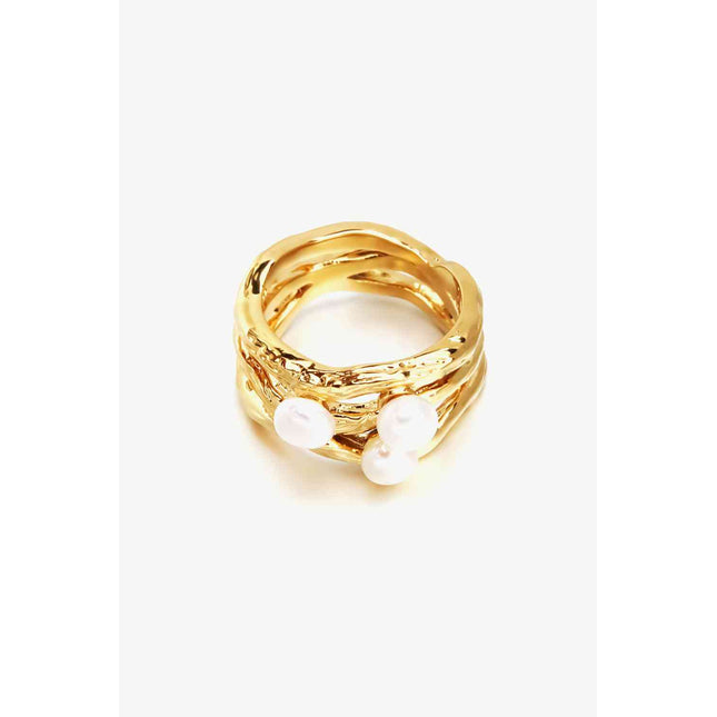 18K Gold-Plated Three Pearl Ring