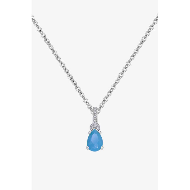 Teardrop Turquoise 4-Prong Pendant Necklace