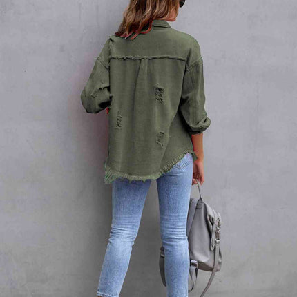 Distressed Drop Shoulder Denim Jacket