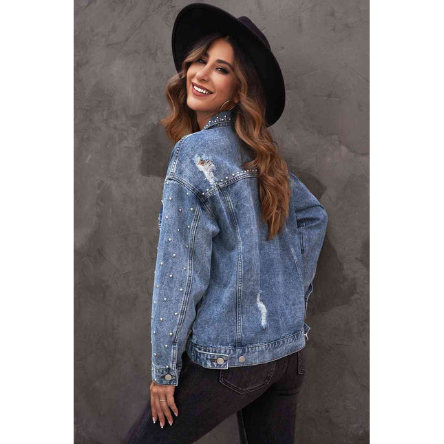 Studded Button Down Denim Jacket