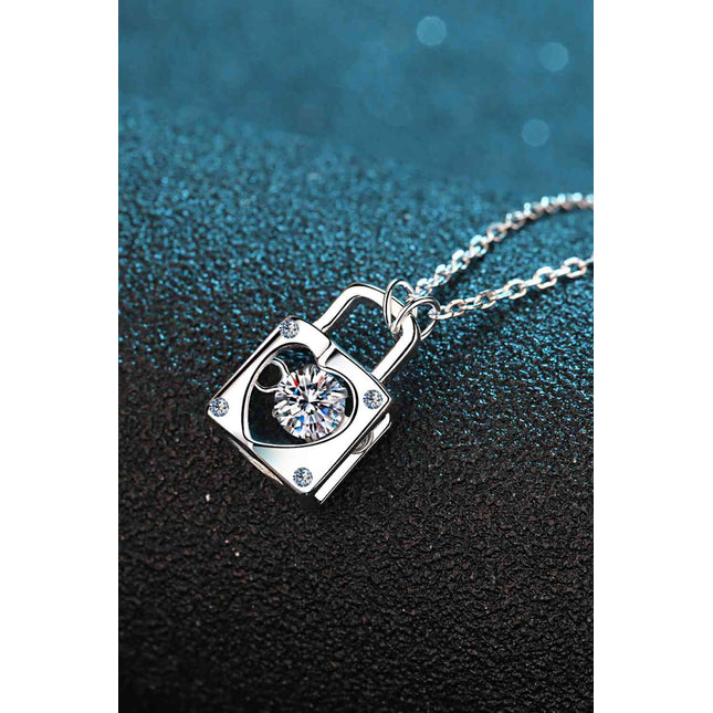 Adored Moissanite Lock Pendant Necklace