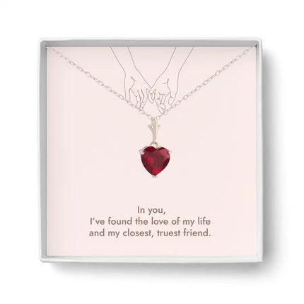 925 Sterling Silver Red Heart Pendant Necklace (partner)