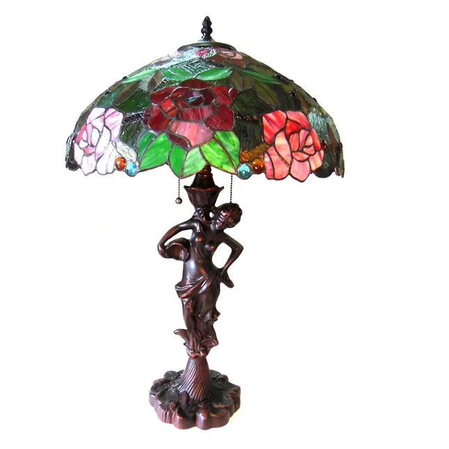 "PEGGY" Tiffany-style 2 Light Roses Table Lamp