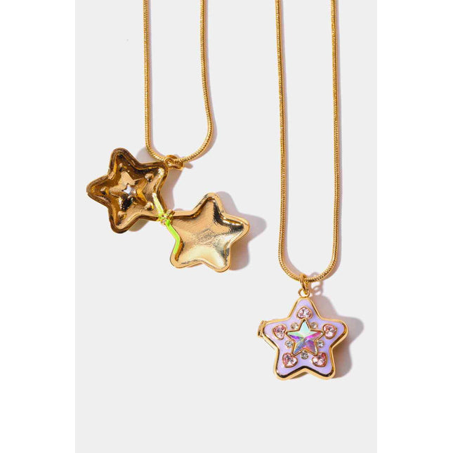 Rhinestone Decor Star Box Pendant Necklace