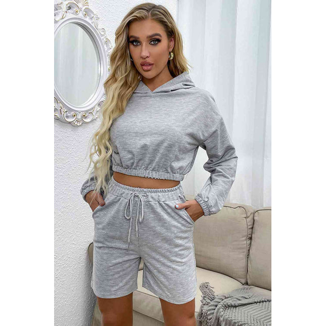 Crop Hoodie and Shorts Set