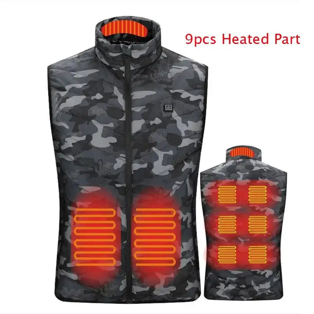 Winter Men Stand-up Collar S / blue 9pcs heated Cotton Vest