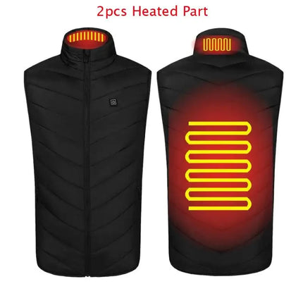 Winter Men Stand-up Collar XXL / red 9pcs heated Cotton Vest