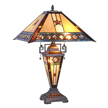 "TRISTAN" Tiffany-style 1 Light Double Lit Table Lamp