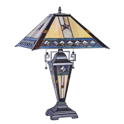 "TRISTAN" Tiffany-style 1 Light Double Lit Table Lamp