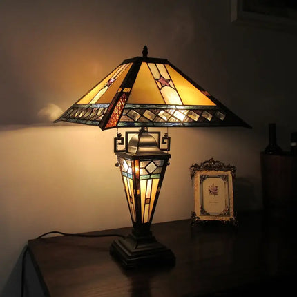 "TRISTAN" Tiffany-style 1 Light Double Lit Table Lamp