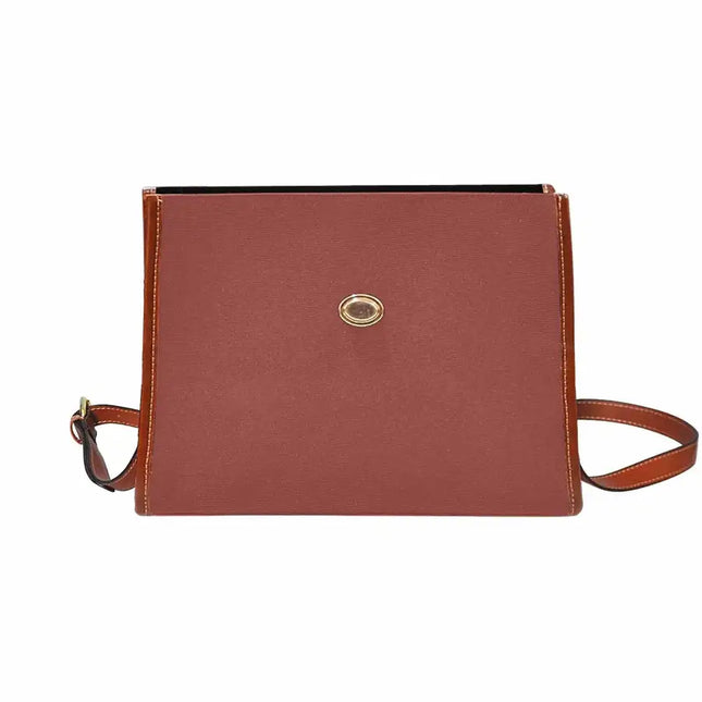 Uniquely You Canvas Handbag - Cognac Red Waterproof Bag /Brown Crossbody Strap