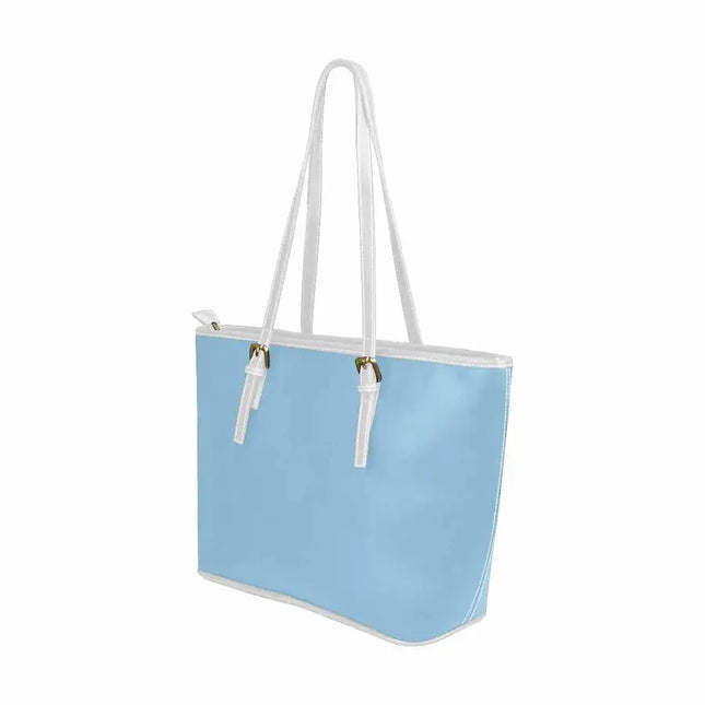 Uniquely You Cornflower Blue - Large Leather Tote Bag with Zipper