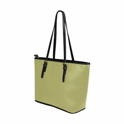 Uniquely You Olive Green - Large Leather Tote Bag with Zipper