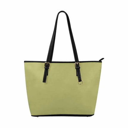 Uniquely You Olive Green - Large Leather Tote Bag with Zipper