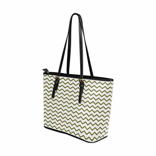 Uniquely You Tote Bag, Herringbone - Green  Leather Tote