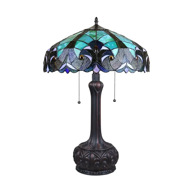 LIAISON Tiffany-Style Antique Dark Bronze 2-Light Victorian Table Lamp